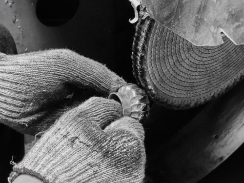 Hand  polishing of Moëhr zinc cap